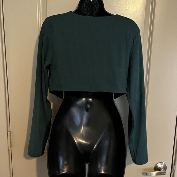 Women's XL Aerie OFFLINE Green LS Crop - Picture 3 of 9